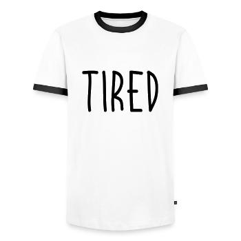 Tired - Men's Ringer Shirt - white/black - Front - AI Model Female 172 light (172cm) & AI Model Male 178 dark (178cm)