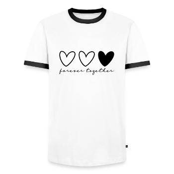3 Herzen Partner Teil 1 von 3 - Männer Kontrast-T-Shirt - Weiß/Schwarz - Vorne - AI Model Female 172 light (172cm) & AI Model Male 178 dark (178cm)