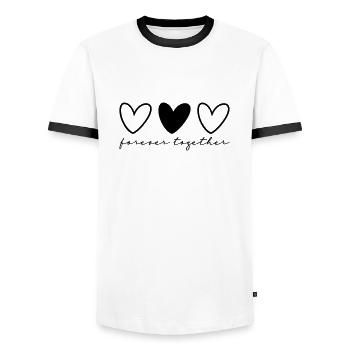 3 Herzen Partner Teil 2 von 3 - Männer Kontrast-T-Shirt - Weiß/Schwarz - Vorne - AI Model Female 172 light (172cm) & AI Model Male 178 dark (178cm)