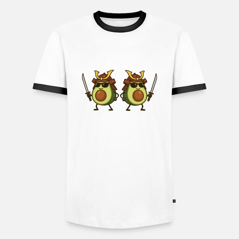Avocado Samurai 2 - Men's Ringer Shirt - white/black