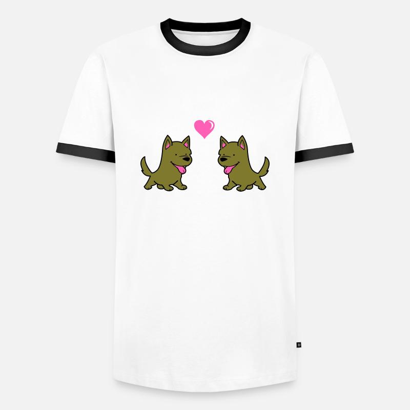 hund comic liebe - Männer Kontrast-T-Shirt - Weiß/Schwarz
