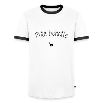 ptite bichette - T-shirt contrasté Homme - blanc/noir - Devant - AI Model Female 172 light (172cm) & AI Model Male 178 dark (178cm)