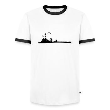 Landschaft - Leuchtturm - Männer Kontrast-T-Shirt - Weiß/Schwarz - Vorne - AI Model Female 172 light (172cm) & AI Model Male 178 dark (178cm)