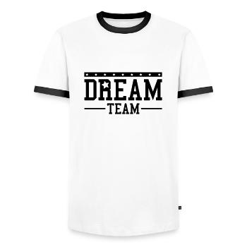dream_team_design_ri1 - T-shirt contrasté Homme - blanc/noir - Devant - AI Model Female 172 light (172cm) & AI Model Male 178 dark (178cm)
