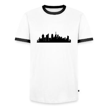 stadt metropole silhouette umriss hauptstadt gross - Männer Kontrast-T-Shirt - Weiß/Schwarz - Vorne - AI Model Female 172 light (172cm) & AI Model Male 178 dark (178cm)