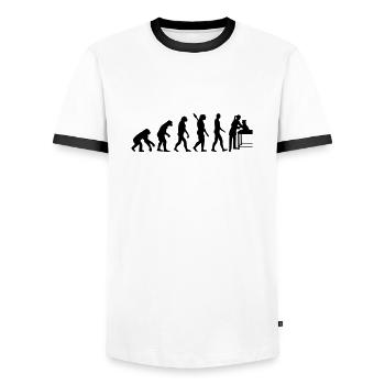 Evolution veterinarian - Men's Ringer Shirt - white/black - Front - AI Model Female 172 light (172cm) & AI Model Male 178 dark (178cm)
