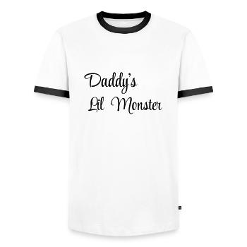 Daddy's little monster - Männer Kontrast-T-Shirt - Weiß/Schwarz - Vorne - AI Model Female 172 light (172cm) & AI Model Male 178 dark (178cm)