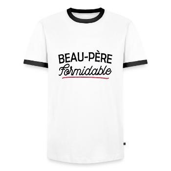 Beau-père formidable - T-shirt contrasté Homme - blanc/noir - Devant - AI Model Female 172 light (172cm) & AI Model Male 178 dark (178cm)