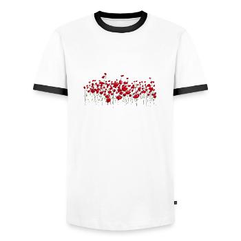 Gossip poppy poppy flowers - Men's Ringer Shirt - white/black - Front - AI Model Female 172 light (172cm) & AI Model Male 178 dark (178cm)