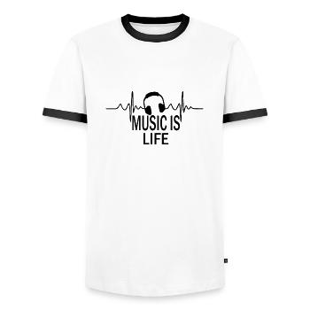Rock Musik Rock and Roll - T-shirt contrasté Homme - blanc/noir - Devant - AI Model Female 172 light (172cm) & AI Model Male 178 dark (178cm)