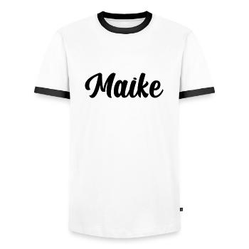 Maike - Männer Kontrast-T-Shirt - Weiß/Schwarz - Vorne - AI Model Female 172 light (172cm) & AI Model Male 178 dark (178cm)