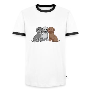 Drei Hunde - Männer Kontrast-T-Shirt - Weiß/Schwarz - Vorne - AI Model Female 172 light (172cm) & AI Model Male 178 dark (178cm)