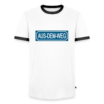 Aus-dem-Weg - Humor-Satire-Lustige Sprüche - Männer Kontrast-T-Shirt - Weiß/Schwarz - Vorne - AI Model Female 172 light (172cm) & AI Model Male 178 dark (178cm)