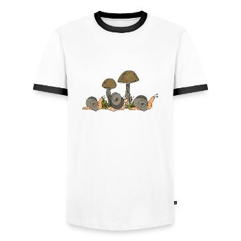 Schnecken - Männer Kontrast-T-Shirt - Weiß/Schwarz - Vorne - AI Model Female 172 light (172cm) & AI Model Male 178 dark (178cm)