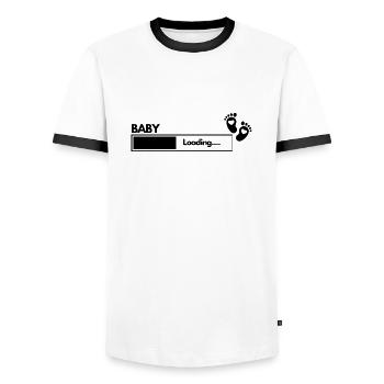 Drôle de dire Baby Loading - T-shirt contrasté Homme - blanc/noir - Devant - AI Model Female 172 light (172cm) & AI Model Male 178 dark (178cm)