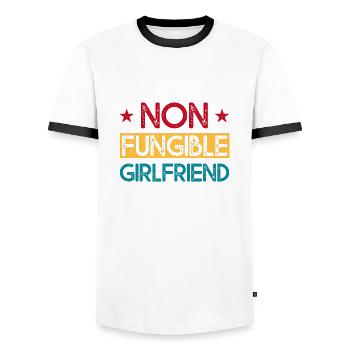 Non Fungible Girlfriend - Men's Ringer Shirt - white/black - Front - AI Model Female 172 light (172cm) & AI Model Male 178 dark (178cm)
