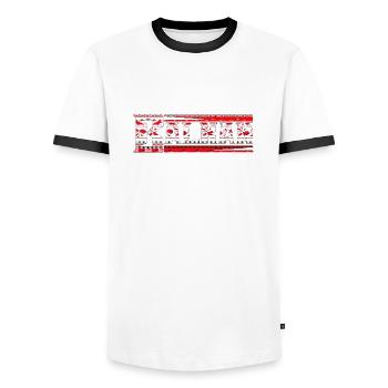 exyu balkan rock bosna croatia serbia - Men's Ringer Shirt - white/black - Front - AI Model Female 172 light (172cm) & AI Model Male 178 dark (178cm)