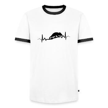 Chameleon Heartbeat Lézard Reptile - T-shirt contrasté Homme - blanc/noir - Devant - AI Model Female 172 light (172cm) & AI Model Male 178 dark (178cm)