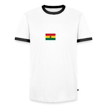 Ghana Flag Heartbeat - Men's Ringer Shirt - white/black - Front - AI Model Female 172 light (172cm) & AI Model Male 178 dark (178cm)