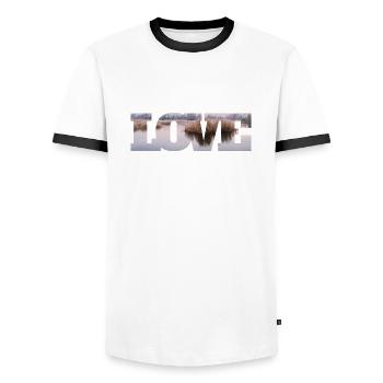Nature in a love Wonderful views - Men's Ringer Shirt - white/black - Front - AI Model Female 172 light (172cm) & AI Model Male 178 dark (178cm)