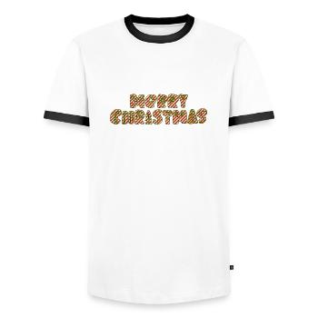 Frohe Weihnachten Weihnachten Weihnachtsfeiertag Winter Weihnachtsmann Fröhlich - Männer Kontrast-T-Shirt - Weiß/Schwarz - Vorne - AI Model Female 172 light (172cm) & AI Model Male 178 dark (178cm)