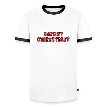 Frohe Weihnachten Weihnachten Weihnachtsfeiertag Winter Weihnachtsmann Fröhlich - Männer Kontrast-T-Shirt - Weiß/Schwarz - Vorne - AI Model Female 172 light (172cm) & AI Model Male 178 dark (178cm)