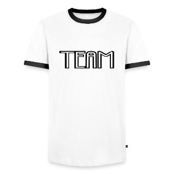 Équipe - T-shirt contrasté Homme - blanc/noir - Devant - AI Model Female 172 light (172cm) & AI Model Male 178 dark (178cm)