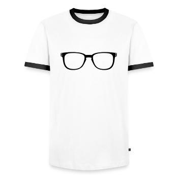 Spectacles - Men's Ringer Shirt - white/black - Front - AI Model Female 172 light (172cm) & AI Model Male 178 dark (178cm)