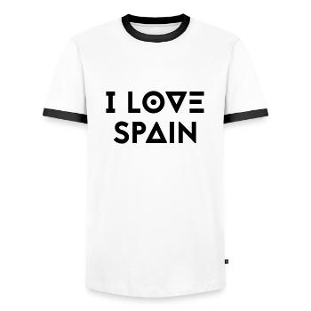 I LOVE SPAIN - Men's Ringer Shirt - white/black - Front - AI Model Female 172 light (172cm) & AI Model Male 178 dark (178cm)