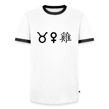Taureau Vénus Coq - T-shirt contrasté Homme - blanc/noir - Devant - AI Model Female 172 light (172cm) & AI Model Male 178 dark (178cm)