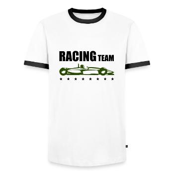 Racing Team - Men's Ringer Shirt - white/black - Front - AI Model Female 172 light (172cm) & AI Model Male 178 dark (178cm)