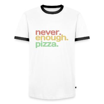 Jamais assez de pizza - Amateurs de pizza - ApriNoeScor - T-shirt contrasté Homme - blanc/noir - Devant - AI Model Female 172 light (172cm) & AI Model Male 178 dark (178cm)