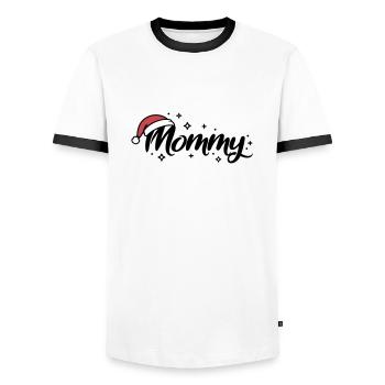 Weihnachtsmütze Mommy Mama - Männer Kontrast-T-Shirt - Weiß/Schwarz - Vorne - AI Model Female 172 light (172cm) & AI Model Male 178 dark (178cm)
