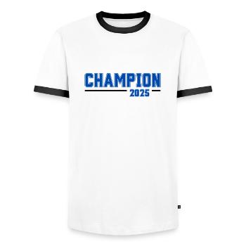 Champion 2025 - Männer Kontrast-T-Shirt - Weiß/Schwarz - Vorne - AI Model Female 172 light (172cm) & AI Model Male 178 dark (178cm)