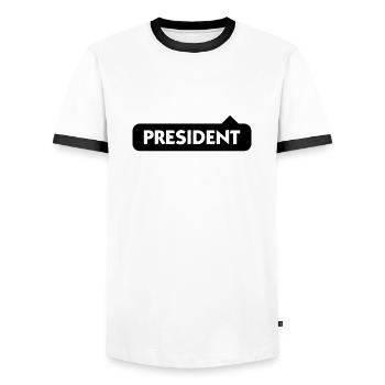 President - Men's Ringer Shirt - white/black - Front - AI Model Female 172 light (172cm) & AI Model Male 178 dark (178cm)