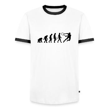 L évolution de Tennis - T-shirt contrasté Homme - blanc/noir - Devant - AI Model Female 172 light (172cm) & AI Model Male 178 dark (178cm)