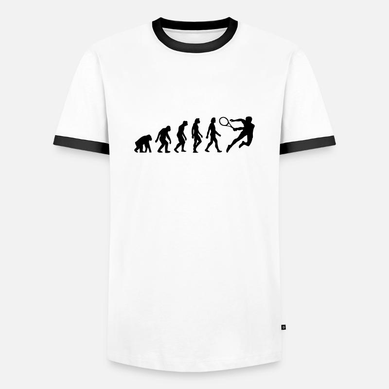 Die Evolution von Tennis - Männer Kontrast-T-Shirt - Weiß/Schwarz