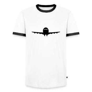 flugzeug - Männer Kontrast-T-Shirt - Weiß/Schwarz - Vorne - AI Model Female 172 light (172cm) & AI Model Male 178 dark (178cm)