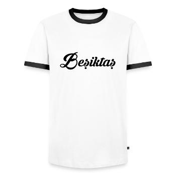 Besiktas - Männer Kontrast-T-Shirt - Weiß/Schwarz - Vorne - AI Model Female 172 light (172cm) & AI Model Male 178 dark (178cm)