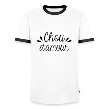 Chou d'amour - T-shirt contrasté Homme - blanc/noir - Devant - AI Model Female 172 light (172cm) & AI Model Male 178 dark (178cm)