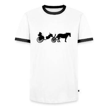 Kutsche mit Pferd - Männer Kontrast-T-Shirt - Weiß/Schwarz - Vorne - AI Model Female 172 light (172cm) & AI Model Male 178 dark (178cm)