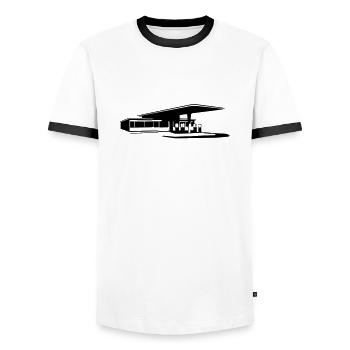 Service station - Men's Ringer Shirt - white/black - Front - AI Model Female 172 light (172cm) & AI Model Male 178 dark (178cm)