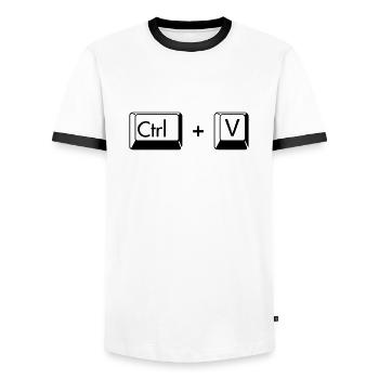 Copy Paste lustiges Geschenk für Zwillinge - Männer Kontrast-T-Shirt - Weiß/Schwarz - Vorne - AI Model Female 172 light (172cm) & AI Model Male 178 dark (178cm)