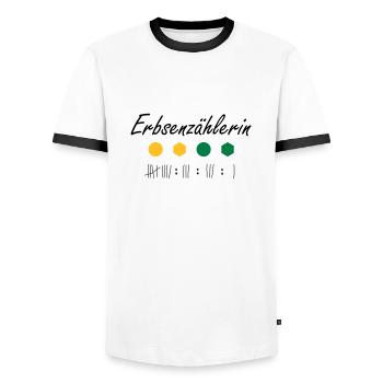 Erbsenzählerin - Männer Kontrast-T-Shirt - Weiß/Schwarz - Vorne - AI Model Female 172 light (172cm) & AI Model Male 178 dark (178cm)