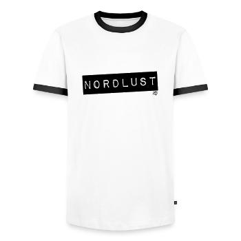 Nordlust – Die Lust am Norden! - Männer Kontrast-T-Shirt - Weiß/Schwarz - Vorne - AI Model Female 172 light (172cm) & AI Model Male 178 dark (178cm)
