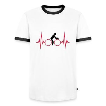 herzschlag puls frequenz fahrrad fahren biker spor - Männer Kontrast-T-Shirt - Weiß/Schwarz - Vorne - AI Model Female 172 light (172cm) & AI Model Male 178 dark (178cm)