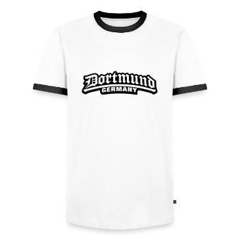 dortmund_germany_f1 - Männer Kontrast-T-Shirt - Weiß/Schwarz - Vorne - AI Model Female 172 light (172cm) & AI Model Male 178 dark (178cm)