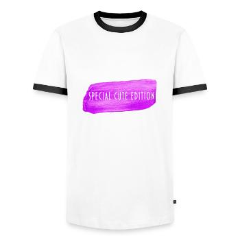 Special Cute Edition - Männer Kontrast-T-Shirt - Weiß/Schwarz - Vorne - AI Model Female 172 light (172cm) & AI Model Male 178 dark (178cm)