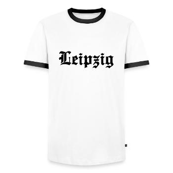 Leipzig - Männer Kontrast-T-Shirt - Weiß/Schwarz - Vorne - AI Model Female 172 light (172cm) & AI Model Male 178 dark (178cm)