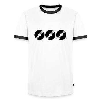 party vinyl colorful series discjockey club music dear - Men's Ringer Shirt - white/black - Front - AI Model Female 172 light (172cm) & AI Model Male 178 dark (178cm)